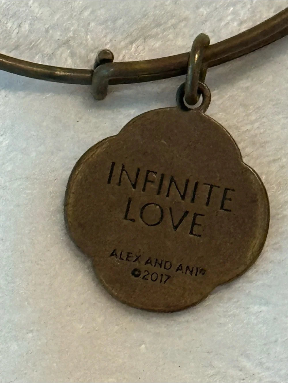 Alex and Ani Antique Gold Mother Infinity Love Clover Charm Bracelet